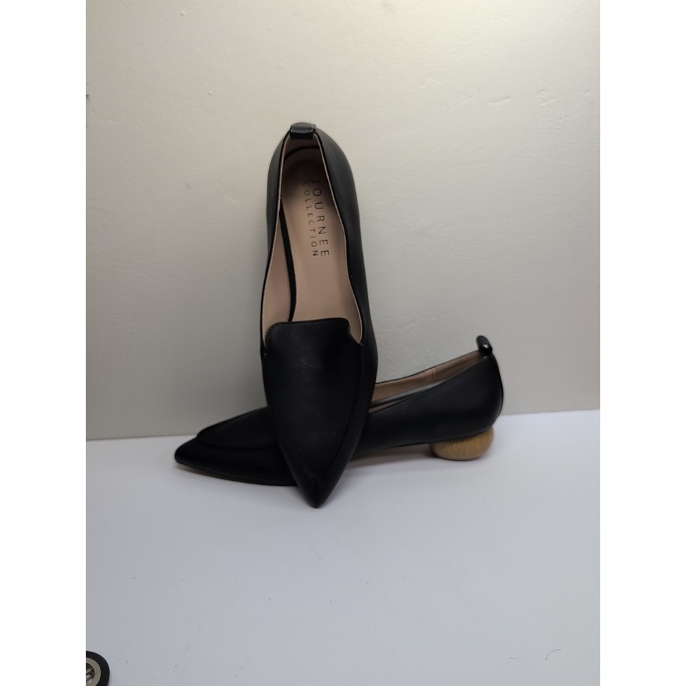 Journee Collection Maggs Womens Pointed Closed Toe Loafers Sz 9.5 Black